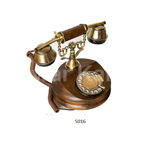Teléfono antiguo Retro de madera de Metal, teléfono de escritorio de una sola línea decorativo clásico para decoración de oficina - Product Image 1