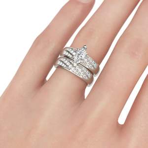 แหวนคู่รักเงินแท้ประดับมอสซาไนต์ทรงมาร์คีส์ Jeulia สำหรับวันครบรอบ - Product Image 4