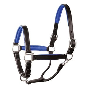 Halters de collier de tête en cuir marine avec boucle à double couronne en laiton argenté élégant et durable - Product Image 1