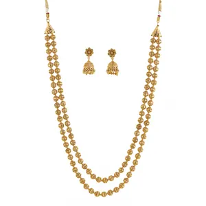 Latest Wholesale High Quality Artificial Arabic Jewellery Antique Long Necklace Set With Gold Plating