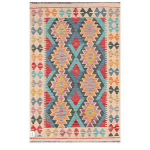 Alfombra Kilim de Maimana, Afganistán, 159 x 103 cm para Decoración del Hogar - Product Image 1
