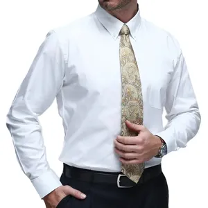 사용자 정의 로고 남자의 대형 커프 접이식 수 버튼 셔츠 남자의 긴 소매 셔츠 흰색 염색 남성 원피스 셔츠 구매 도매