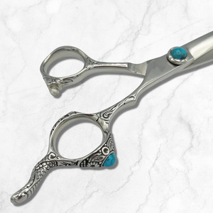 Tijera de salón de hoja afilada súper recta mango elegante VG10 tijeras de afeitar de peluquero Color plateado acero inoxidable - Product Image 3