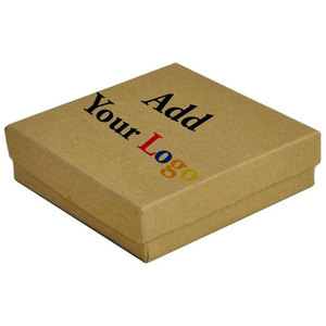 Boîtes à bijoux en papier kraft 3.5 "x 3.5" x 1 "Boîtes d'emballage cadeau kraft marron imprimées sur mesure avec anneaux de remplissage en coton Boucles d'oreilles - Product Image 6