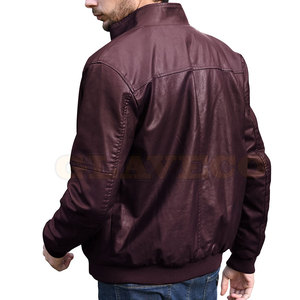 Latest Design Professional Made Men <b>Winter</b> <b>Leather</b> <b>Jacket</b> with Stand Collar and Front Logo High Quality Pakistan Manufactured - Product Image 2
