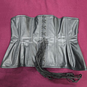 Corsets GAY en similicuir noir, corset sous-poitrine à armatures en acier avec bretelles halter, boucle, corset gothique, fournisseur OEM - Product Image 6