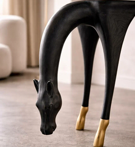 Mesa Consola Decorativa Hecha a Mano con Diseño de Caballo Salvaje en Madera de Olmo Sólido, Consola Artística de Lujo para Interiores de Primera Calidad - Product Image 3