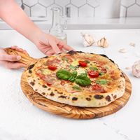 ArtisRaw Handgemaakte Ecologische Goudbruine Rechthoekige Tunesische Olijfhouten Pizza Serveerplank/Snijplank - Premium Kwaliteit