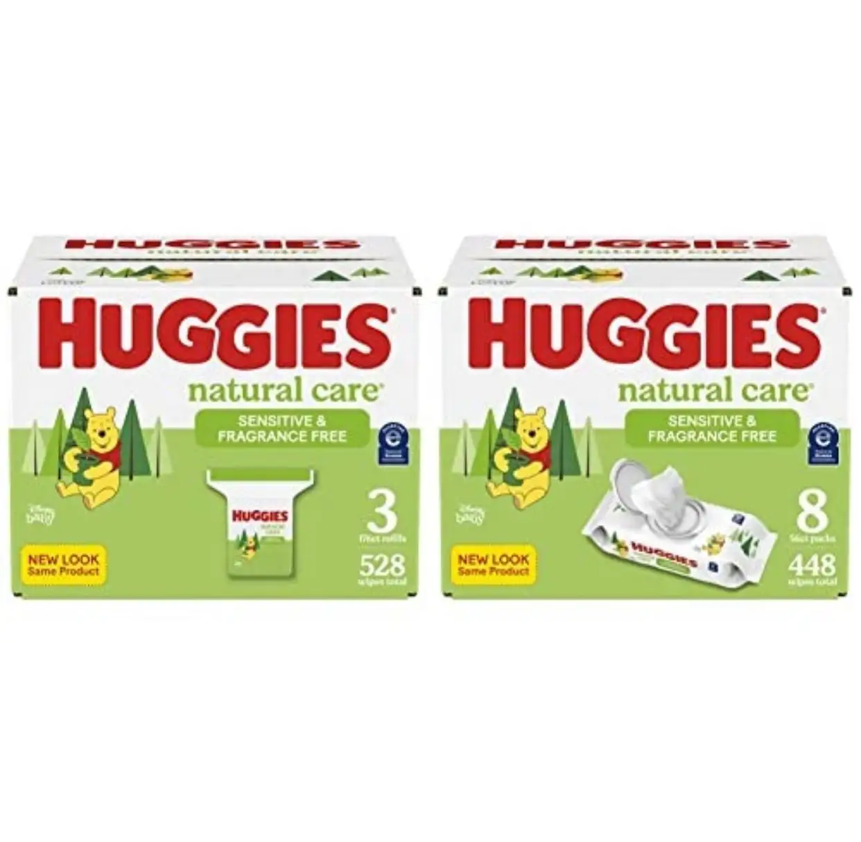 Huggies Natural Care Lingettes Sensibles pour bébé 8 paquets Flip-Top (448 lingettes au total