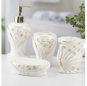 Conjunto de baño de silicona con diseño floral negro, accesorios modernos elegantes perfectos para el baño de invitados del hotel en casa y el uso diario - Product Image 5