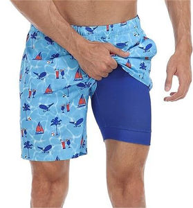 Shorts de Baño Personalizados para Hombre de Secado Rápido con Forro de Compresión, Costura Interior de 7 Pulgadas, Shorts de Playa Estampados, Proveedor OEM ODM - Product Image 1