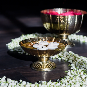 ชามตกแต่งลายดอกไม้ดีไซน์ทันสมัยสีทองหรูหราทำจากทองเหลืองสำหรับตกแต่งงานปาร์ตี้ดีไซน์ทันสมัย - Product Image 2