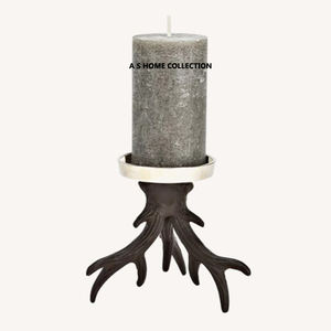 Portavelas con acabado dorado de Metal de aluminio de diseño frondoso, tarro de vela único de hormigón, perfecto para sala de estar con estilo - Product Image 3