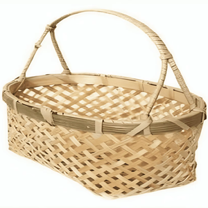 Panier ovale traditionnel en bambou tissé à la main avec poignée arquée robuste pour le stockage ou la décoration de cadeaux - Product Image 1