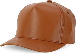 Trendy Urban PU Leather Baseball <b>Cap</b> Structured High Profile 5 Panel <b>Cap</b> Custom Embroidery Hip Hop Leather <b>Hat</b> - Product Image 5
