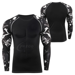 เสื้อรัดกล้ามเนื้อแขนยาวสำหรับผู้ชาย บริการ OEM ODM ทรงเข้ารูป ระบายอากาศได้ดี ผลิตจากผ้าสแปนเด็กซ์และโพลีเอสเตอร์ สำหรับผู้ใหญ่ ชุดกีฬา - Product Image 1