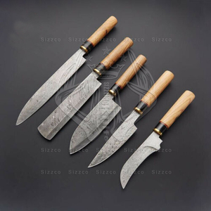 Ensemble de couteaux de chef à manche de scène en acier damas avec logo personnalisé Couteaux de cuisine utilitaires pour la cuisine - Product Image 4