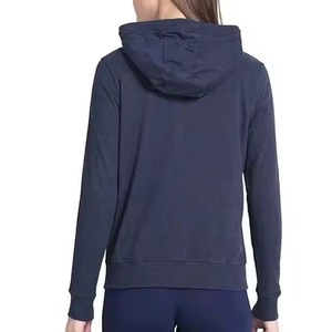 Sudaderas con capucha de mujer de manga larga con cremallera de color azul marino ropa precio al por mayor algodón logotipo personalizado bordado impreso sudaderas con capucha 2025 - Product Image 5