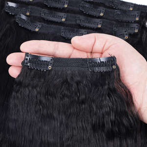 Cheap Price 100% Virgin <b>Clip</b>-in Machine Double Weft Human Hair <b>Extensions</b> Remy Hair Indian Hair Kinky Straight 13a - Product Image 1