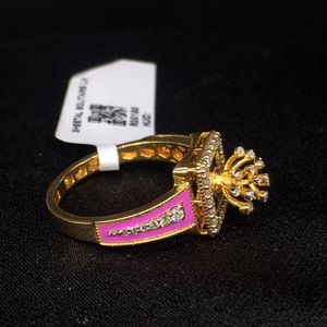 แหวนทองคลาสสิกประณีตงดงามสีชมพูเคลือบประกาย Si ความชัดเจนเครื่องแต่งกายในชีวิตประจำวันประดับแหวนชั้นดีหมวดหมู่สินค้า - Product Image 3