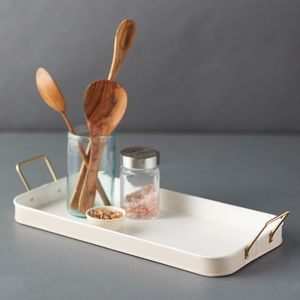 Bandeja de almacenamiento de encimera Retro rústica Bandeja decorativa multiusos de metal única con base de madera Bandeja de mesa hecha en la India - Product Image 5