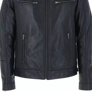 Best Selling Men's Winter Jacket High Quality Customized Colors Leather Casual Style <b>Stand</b> Collar Zipper Closure Windproof - Product Image 5