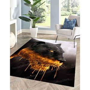Alfombra con Estampado de Pantera Negra y Dorada - Alfombra de Animales de Lujo, Alfombra de Tapiz - Product Image 1