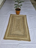 Tapis en jute tressé fait main de luxe, couleur naturelle, tapis brodé pour la maison, l'hôtel, le salon, la cuisine, le jardin, vente chaude