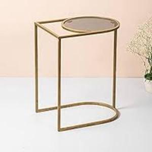 Metal Frame with White Marble <b>Vintage</b> Metal <b>Side</b> <b>Table</b> Factory Silver and White End <b>Table</b> - Product Image 3