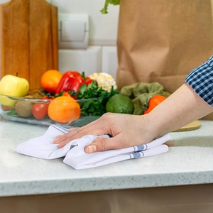 Usine en gros 100% coton serviettes de cuisine rayure conception fil teint torchon torchon essuyer tissu blanc torchons usage domestique - Product Image 5