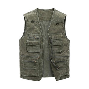Gilet de travail en toile pour homme, imperméable, résistant, multi-poches, pour l'extérieur, avec de grandes poches, service OEM - Product Image 1