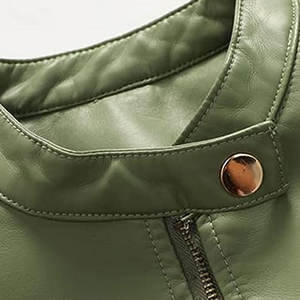 Chaqueta de cuero con cremallera para mujer, ropa de abrigo elegante de manga larga para mujer, perfecta para otoño, uso informal de oficina - Product Image 3