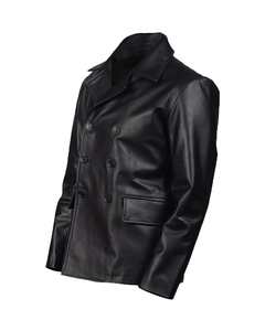 Manteau en cuir personnalisé de haute qualité, fermeture éclair sur le devant, ourlet ouvert, poignets à revers, poches à rabat, service OEM, coupe-vent, respirant, pour l'hiver - Product Image 2