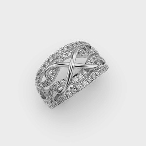 Anillo de banda infinita de cuatro filas diseñado con elegancia y lujo, con un diamante de laboratorio de 2 quilates engastado en punta, estilo eternidad. - Product Image 5