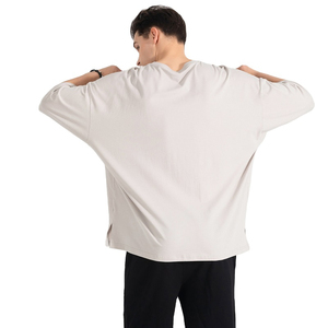 เสื้อยืดผู้ชายโอเวอร์ไซส์ผ้าคอตตอน GSM 100% น้ำหนักมากใส่ได้ทั้งชายและหญิงเสื้อยืดฮิปฮอปสะพายไหล่เป็นมิตรกับสิ่งแวดล้อม - Product Image 6