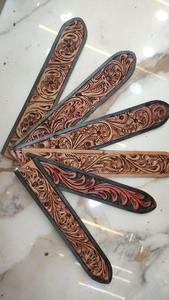 Cinturón Western de Cuero de Vaca de Grano Completo, Tallado a Mano, Pintado a Mano, Diseño Floral, Hebilla de Aleación, Unisex, Venta al por Mayor, OEM - Product Image 2