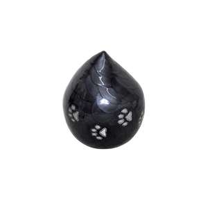 Urna de cremación en forma de lágrima negra conmemorativa, urnas para mascotas artesanales de Metal, urnas de cremación con estampado de pata plateada, urnas de cremación de mayor tendencia para cenizas de animales - Product Image 2