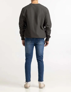 Premium Quality Heavyweight 100% Cotton Embroidered Custom Logo Fleece Crewneck Pullover Sweatshirt Men Winter Windproof BROOXLY - Product Image 2