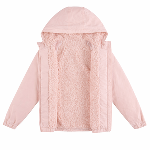 Women’s <b>Sherpa</b> <b>Lined</b> Hooded Windbreaker Jacket – Lightweight Insulated Winter Coat Soft pink <b>hoodie</b> with <b>sherpa</b> lining - Product Image 3
