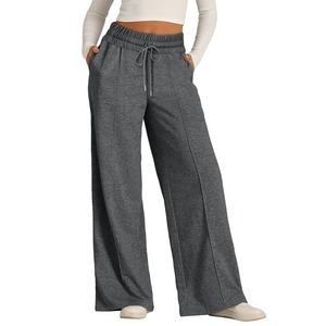 Pantalones de mujer, pantalones para mujer, venta al por mayor 2024, pantalones holgados de cintura alta para mujer, pantalones de pierna anchos y transpirables, nueva moda informal de cintura alta - Product Image 3