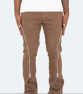 Pantalon en jean pour homme, couleur unie, hiver, poches zippées, matière douce, style tendance, personnalisable, respirant, anti-froissement, séchage rapide - Product Image 3