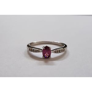 Shah Gems Women's Natural Rhodolite <b>Garnet</b> White Topaz <b>Ring</b> 925 Sterling <b>Silver</b> Oval Cut Engagement <b>Ring</b> Men's Jewelry Platinum - Product Image 1