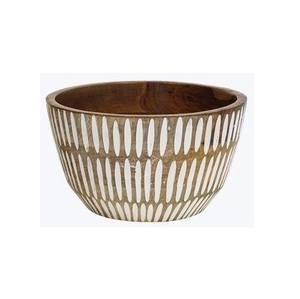 Cuenco para servir de madera maciza, cuenco para servir ensalada con estampado de madera, cuenco para servir sopa hecho a mano de excelente calidad, cuenco clásico elegante - Product Image 4