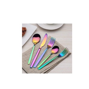 Sleek and Colorful American Style 6 Pcs Stainless Steel <b>Flatware</b> with Decorative Rainbow <b>Flatware</b> Sets Elegant Cutlery Set - Product Image 5