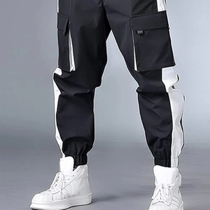 Último diseño de los hombres de trabajo Multi bolsillos de carga Pantalones Precio al por mayor Solapa de bolsillo de dos tonos Hombres Pantalones Ropa de moda personalizada - Product Image 4