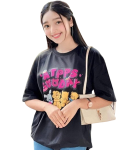 Nouveau T-shirt à manches courtes en coton 100% tricoté avec logo imprimé personnalisé, prix d'usine en gros, tendance, pour femmes - Product Image 5
