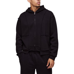 Ropa de calle de invierno para hombre, sudaderas con capucha de lana, cremallera recortada, diseño personalizado, jersey con cremallera, transpirable, bolsillo de secado rápido, hombro caído - Product Image 1