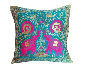 Fundas de cojín de seda de elefante de Color vibrante, 16x16 pulgadas, funda de cojín bordada para sofá, cojín decorativo - Product Image 4