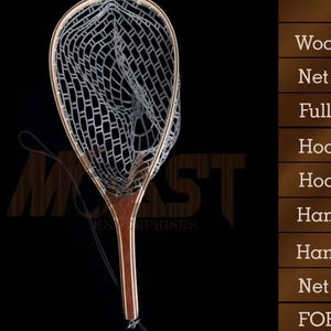 Red de Aterrizaje para Pesca con Mosca al Aire Libre, Red de Trucha, Marco de Madera con Red de Goma Fundida a Mano, Red de Pesca para Aterrizaje de Thor - Product Image 1