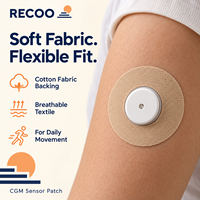 Patch adhésif respirant et flexible en coton RECOO pour capteur CGM, idéal pour usage quotidien, fabrication OEM sous marque privée